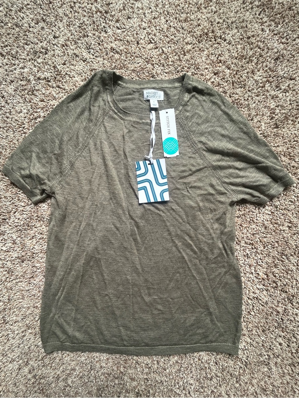 Market & Spruce Olive Green Short-Sleeve Knit Tee
